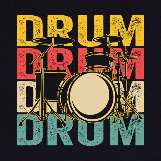 Drums Drummer Band Drumset Retro Vintage by Wakzs3Arts